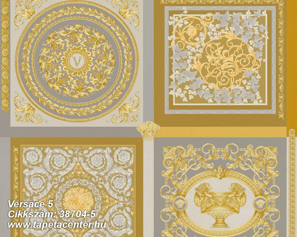 Barokk-klasszikus,arany,szürke,súrolható,vlies tapéta 